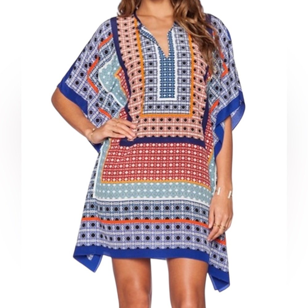 Multicolor Geometric Print Kaftan Dress